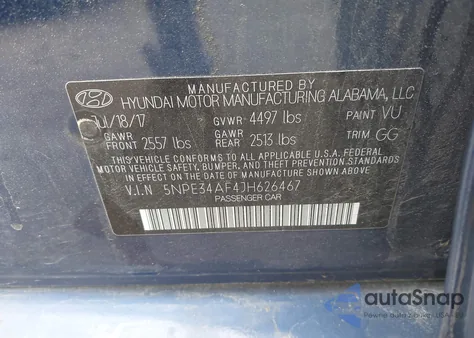 2018 Hyundai Sonata Sel from USA, damaged, VIN 5NPE34AF4JH626467